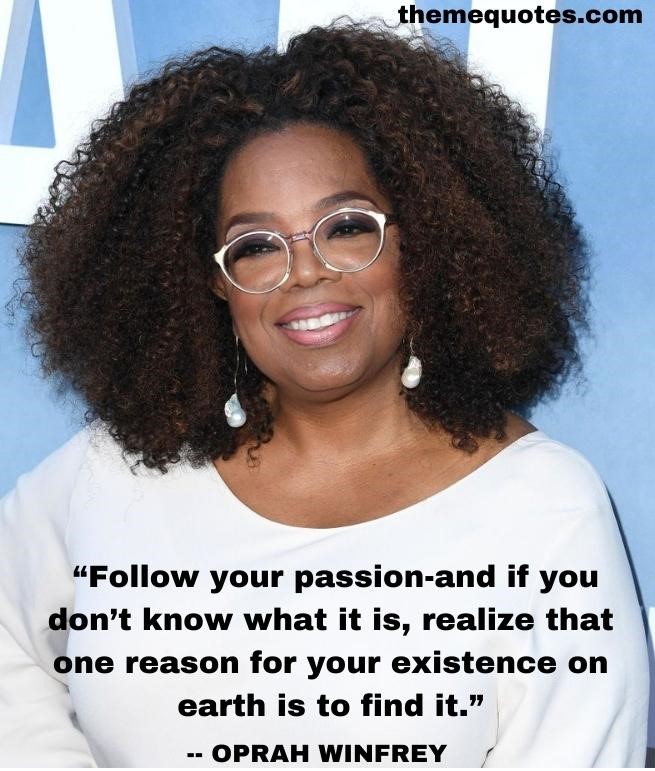 Inspirational Oprah Winfrey quote on finding passion, perfect for motivating women entrepreneurs and visionaries.