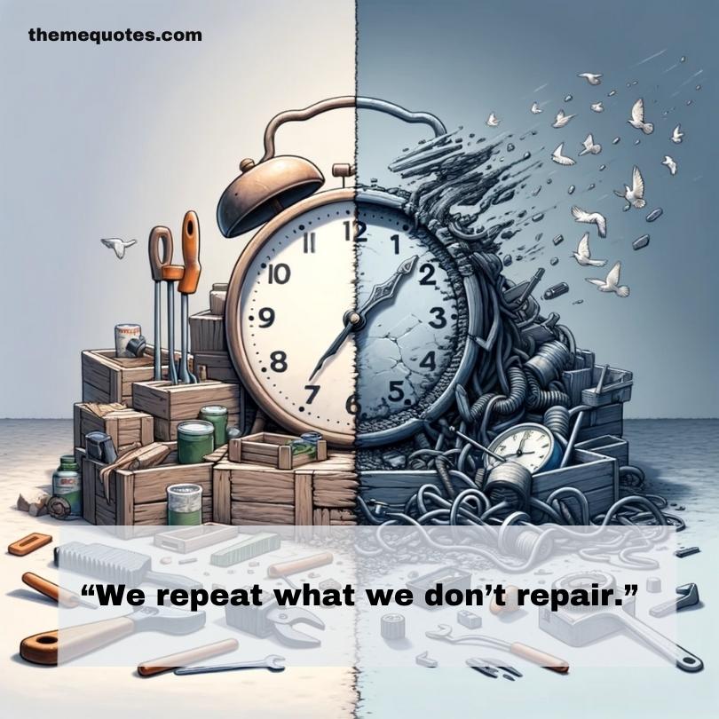 Artistic representation of time with tools, conveying the importance of fixing issues for entrepreneurial growth.