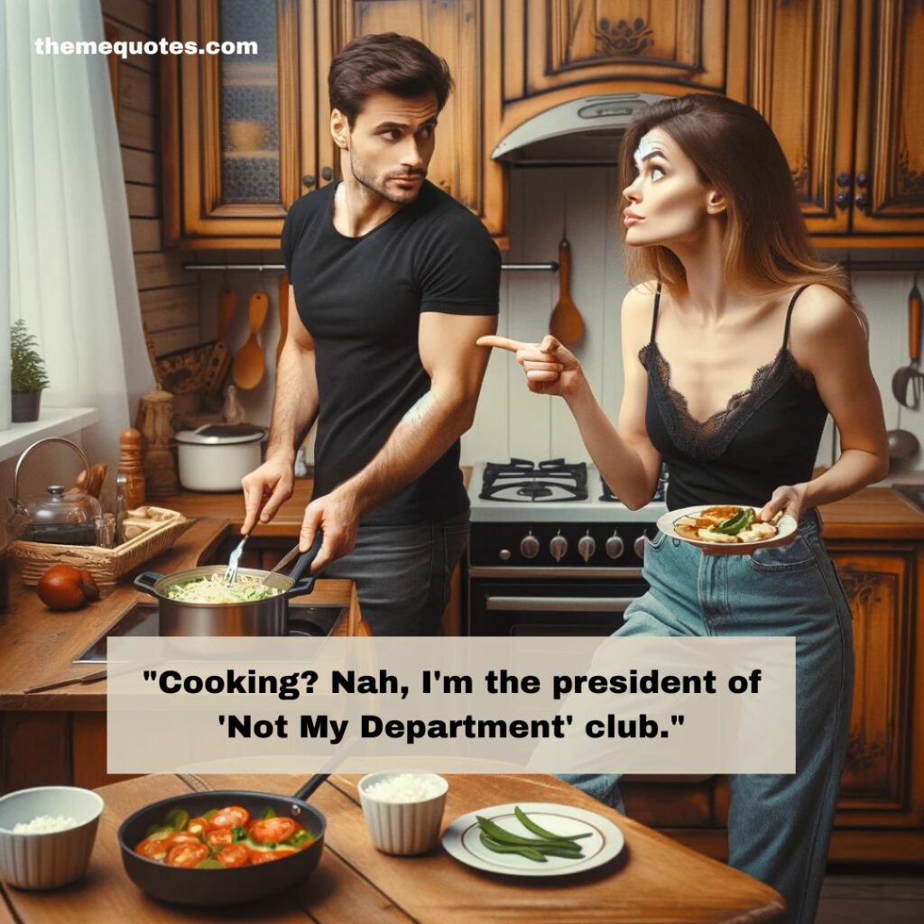 woman directs man cooking
